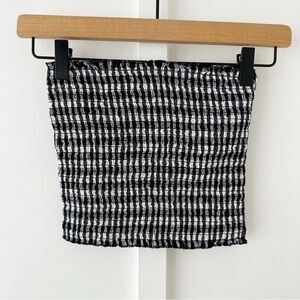 J GALT black smocked gingham tube top